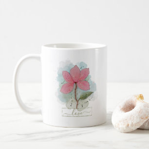Rosa akvarellblomma Kärlek Kaffemugg