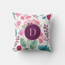 Rosa akvarellblommig konst Snyggt monogram