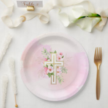 Rosa akvarellblommig kors Baby-dop Papper