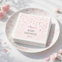 Rosa akvarellblommig minimal baby shower