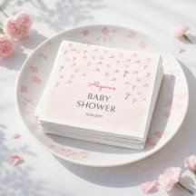 Rosa akvarellblommig minimal baby shower
