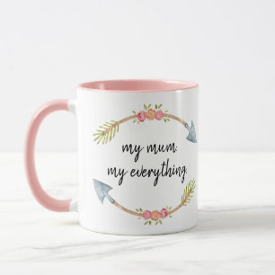 Rosa akvarellblommig pil mugg
