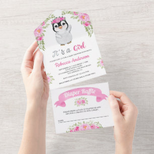 Rosa akvarellblommig pingisbabyshower