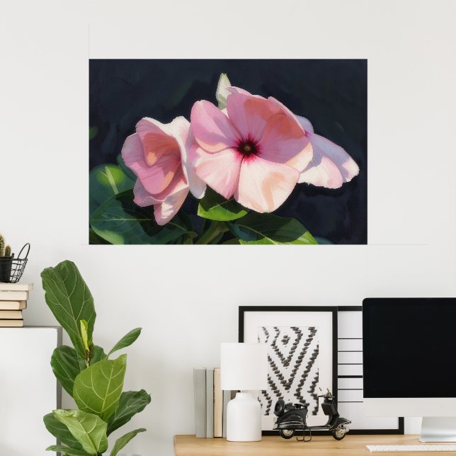Rosa akvarellblommor Blommig konsttryck Poster (Hemmakontoret)
