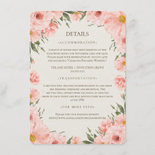 Rosa akvarellblommor Bröllopsdetalj Inneslutande C Tilläggskort