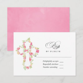 Rosa akvarellblommor dop eller konfirmation OSA kort