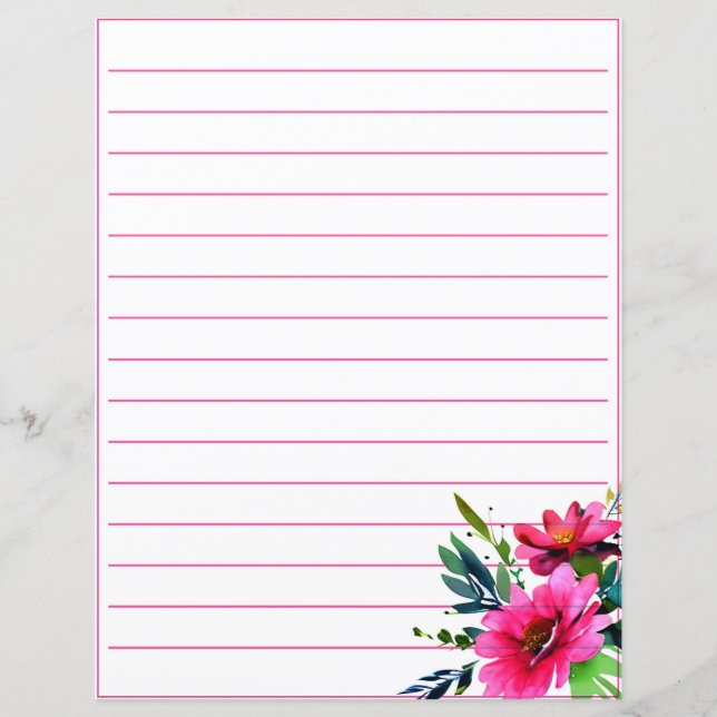 Rosa akvarellblommor fodrade (Framsida)