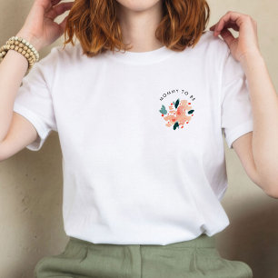 Rosa akvarellblommor Personlig Mammy To Be T Shirt