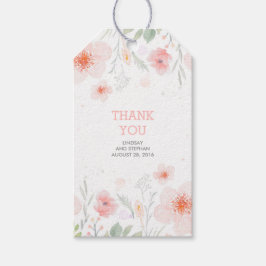 Rosa akvarellblommor sommar äng bröllop presentetikett