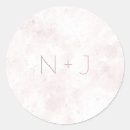 Rosa akvarellfärg Modern Glam Bröllop Runt Klistermärke