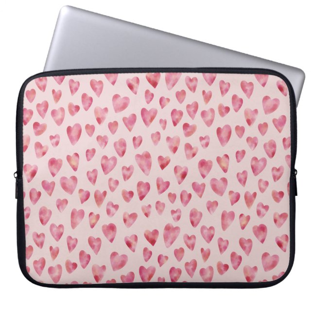 Rosa akvarellhjärta laptopsleeve  laptop fodral (Framsidan)