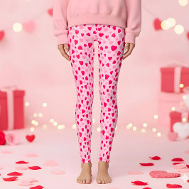 Rosa akvarellhjärtan Alla hjärtans dag-gåva Leggings