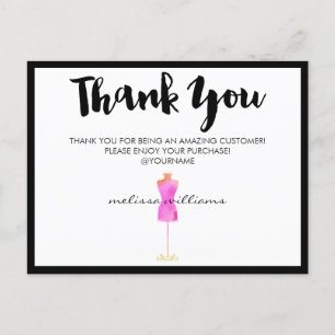 Rosa akvarellklänning mode mannekäng Poshmark tack Vykort