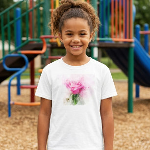 Rosa akvarellkonst på vit bakgrund t shirt