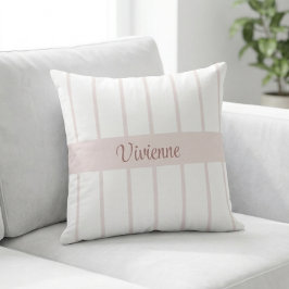 Rosa akvarellränder Monogramnamn Kudde