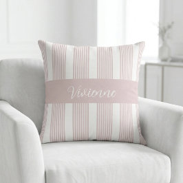 Rosa akvarellrandiga monogramnamn kudde