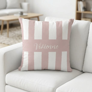 Rosa akvarellrandiga monogramnamn kudde