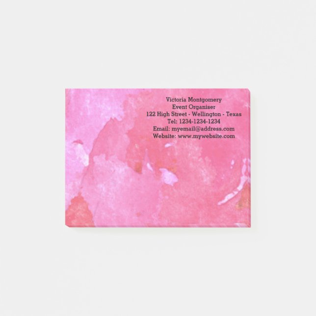 Rosa akvarellros post-it block (Framsida)