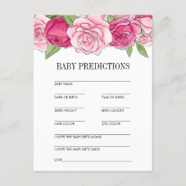 Rosa akvarellrosor Baby Shower Gissningskort Meddelande Vykort