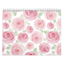 Rosa akvarellrosor Konstnärlig kalender