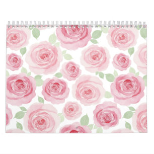 Rosa akvarellrosor Konstnärlig kalender