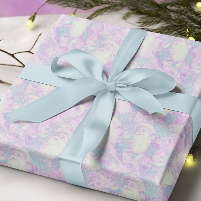 rosa + akvariantik jultomten mönster christmas presentpapper (Skapare uppladdad)