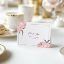 Rosa akvattenpeony bröllop tackkort