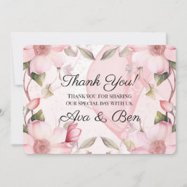 Rosa Alcohol Bläck Blommigt Bröllop tackkort Inbjudningar