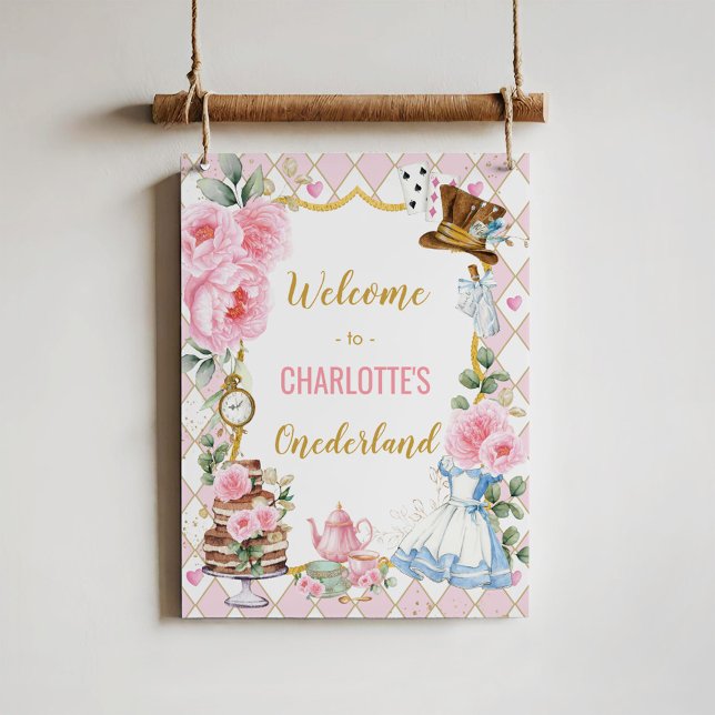 Rosa Alice i Wonderland 1:a födelsedag Välkomna Poster (Skapare uppladdad)