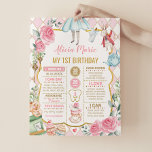 Rosa Alice i Wonderland Birthday Stats Milestone Poster<br><div class="desc">Poster med den berömvärda rosa- och guld-födelsedagskalkylen  med vismisk Alice i Wonderland inslag</div>