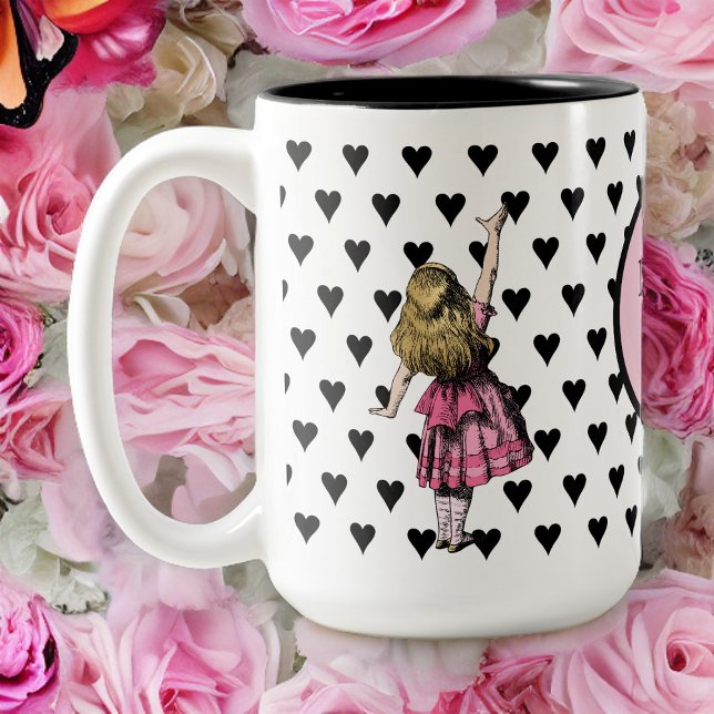 Rosa Alice i Wonderland Black Heart dricker mig Två-Tonad Mugg (Skapare uppladdad)