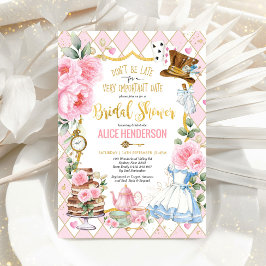 Rosa Alice i Wonderland Möhippa Tea Party Inbjudningar