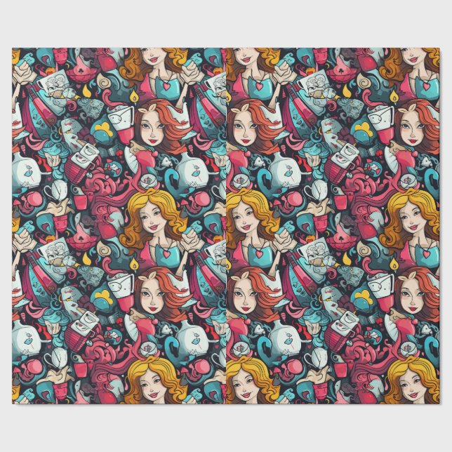 Rosa Alice Tea Party Theme Presentpapper (Seam)