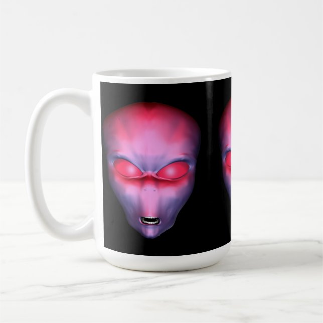 Rosa Alien Head Kaffemugg (Vänster)