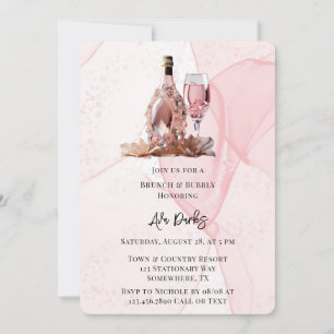 Rosa Alkohol Bläck Diamond Champagne Brunch & Bubl Inbjudningar