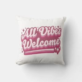 Rosa All Vibes välkomsttypografi Kudde