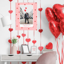 Rosa Alla hjärtans dag fotoposter med röda hjärtan