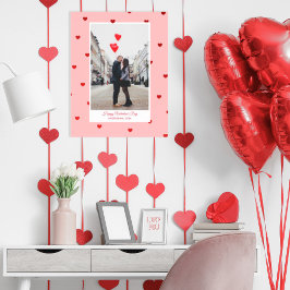 Rosa Alla hjärtans dag fotoposter med röda hjärtan Perfect Poster