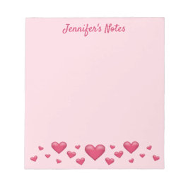 Rosa Alla hjärtans dag-hjärtan & anpassad text Anteckningsblock
