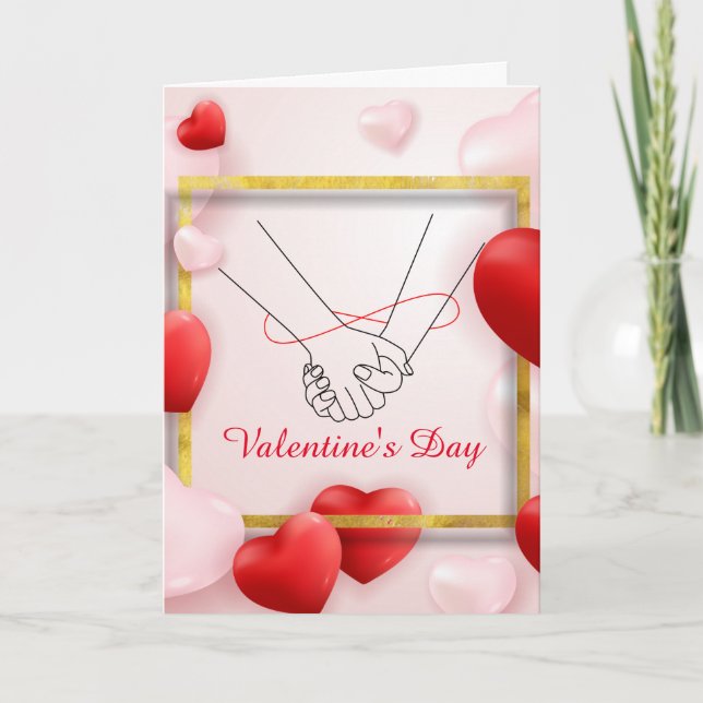 Rosa Alla hjärtans dag Kärlek Vikbar Semesterkort Helgkort (Framsida)
