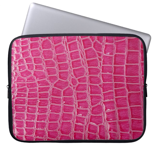 Rosa Alligator Patterned Struktur Laptop Fodral (Framsidan)