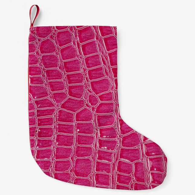 Rosa Alligator Patterned Struktur Liten Julstrumpa (Framsidan)