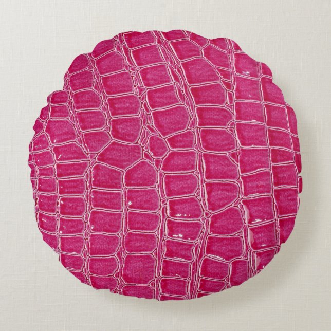 Rosa Alligator Patterned Struktur Rund Kudde (Framsidan)
