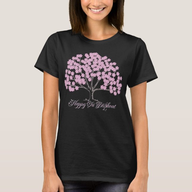 Rosa Almond Träd Tu B'Shevat T Shirt (Framsida)