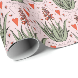 Rosa Aloe du har mycket Orange Aloe Plant & Heart Presentpapper