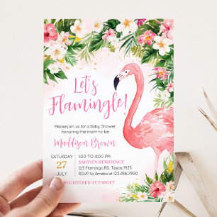 Rosa Aloha Flamingo Baby Shower Inbjudningar