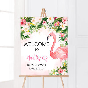 Rosa Aloha Flamingo Baby Shower Välkommen Poster