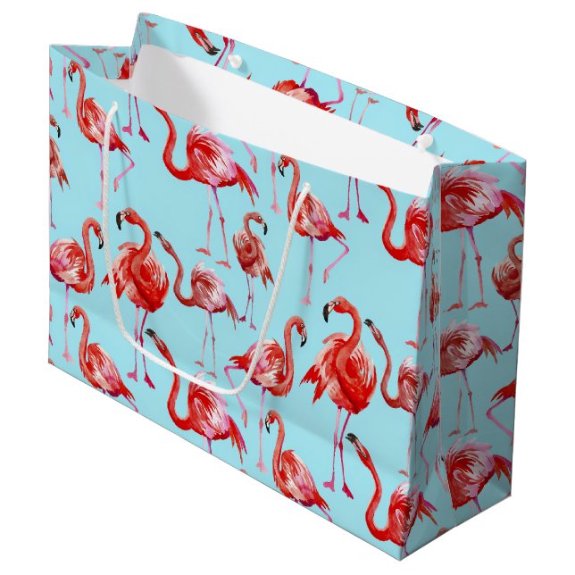 Rosa Aloha Flamingo Bird Mönster på Teal (Framsidan Vinklad)