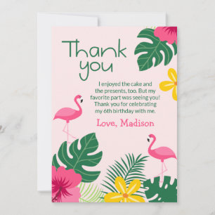 Rosa Aloha Tropical Flamingo Birthday Tack Kort