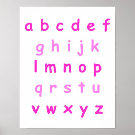 Rosa Alphabet Lowercase Brev Lacher Kids Room Poster